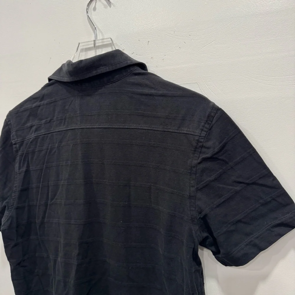 Banana Republic Black Button Down Short Sleeve Polo Shirt Cotton Medium